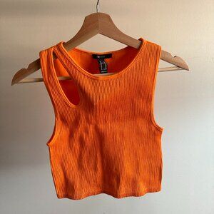Bright orange one shoulder crop top from forever 21